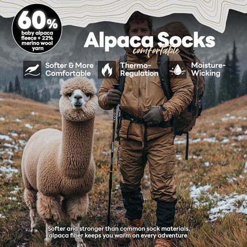 Alpaca Socks for Men and Women, Heavyweight Thermal Thick Warm Alpaca Wool Boot Sock for Hunting, Hiking, Moisture Wicking in Saudi Arabia