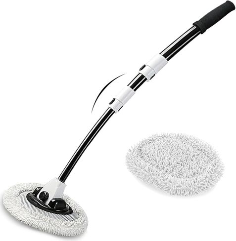 فرشاة غسيل سيارة منحنية 15 درجة بمقبض طويل 43 بوصة، ممسحة تنظيف من الألياف الدقيقة للشاحنة RV، ممسحة تنظيف ذات عجلات سيارات الدفع الرباعي، تفاصيل داخلية خارجية 2 في 1، منفضة غسيل السيارات لا تؤذي الطلاء، خالية من الخدوش in Kuwait