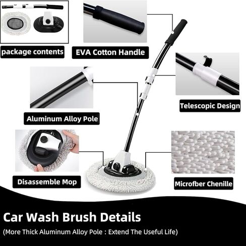 فرشاة غسيل سيارة منحنية 15 درجة بمقبض طويل 43 بوصة، ممسحة تنظيف من الألياف الدقيقة للشاحنة RV، ممسحة تنظيف ذات عجلات سيارات الدفع الرباعي، تفاصيل داخلية خارجية 2 في 1، منفضة غسيل السيارات لا تؤذي الطلاء، خالية من الخدوش in Kuwait