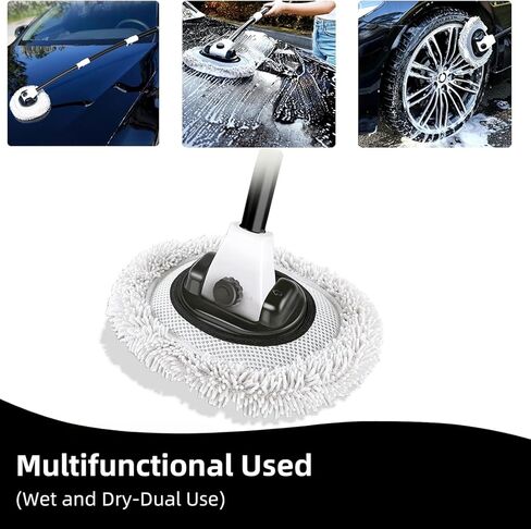 فرشاة غسيل سيارة منحنية 15 درجة بمقبض طويل 43 بوصة، ممسحة تنظيف من الألياف الدقيقة للشاحنة RV، ممسحة تنظيف ذات عجلات سيارات الدفع الرباعي، تفاصيل داخلية خارجية 2 في 1، منفضة غسيل السيارات لا تؤذي الطلاء، خالية من الخدوش in Kuwait