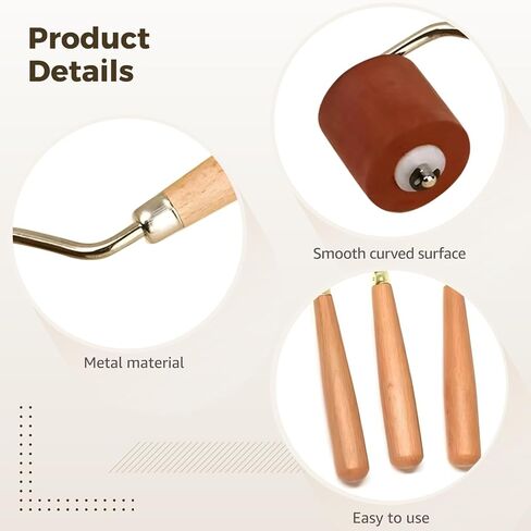 3 Pcs Brayers for Crafts, Rubber Rollers for Printmaking with Wooden Handle, Red Brayer Rollers for Crafting, Metal Connector Long-Lasting Set for Cricut Maker Projects in Saudi Arabia