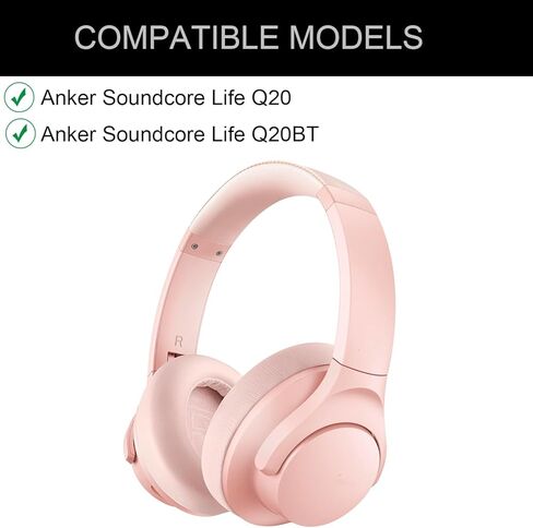 Replacement Ear Pads for Anker Soundcore Life Q20/Q20BT/Q20+ Headphones Accessories, Soundcore by Anker Life Q20 Headphones Earpads with Soft Memory Foam and Protein Leather-Black in Kuwait