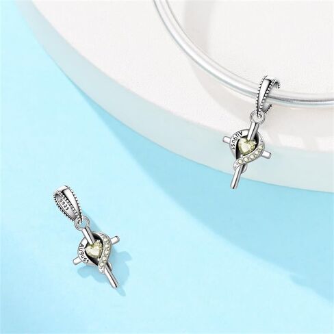 Birthstone Cross Heart S925 Sterling Silver Charms تناسب أساور باندورا هدية حبة القلادة الأصلية لها in Kuwait