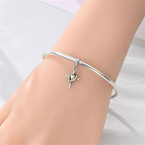 Birthstone Cross Heart S925 Sterling Silver Charms تناسب أساور باندورا هدية حبة القلادة الأصلية لها in Kuwait
