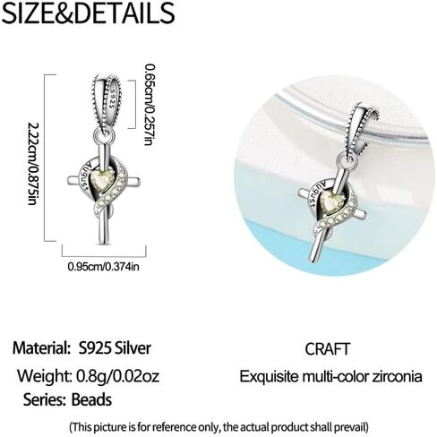 Birthstone Cross Heart S925 Sterling Silver Charms تناسب أساور باندورا هدية حبة القلادة الأصلية لها in Kuwait