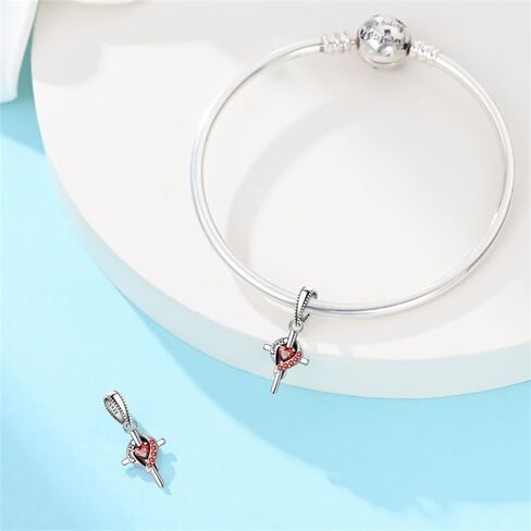 Birthstone Cross Heart S925 Sterling Silver Charms تناسب أساور باندورا هدية حبة القلادة الأصلية لها in Saudi Arabia