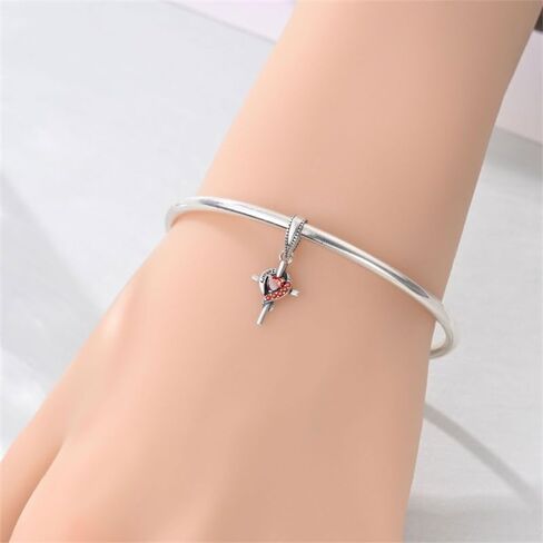 Birthstone Cross Heart S925 Sterling Silver Charms تناسب أساور باندورا هدية حبة القلادة الأصلية لها in Saudi Arabia