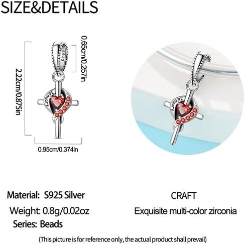 Birthstone Cross Heart S925 Sterling Silver Charms تناسب أساور باندورا هدية حبة القلادة الأصلية لها in Saudi Arabia