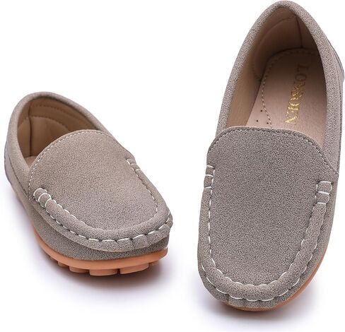 Lonsoen Toddler Little Kids Slip-on Resplosts ، أحذية قيادة من جلد الغزال الاصطناعي ، أحذية قارب غير رسمية من المدبوغ. in Kuwait