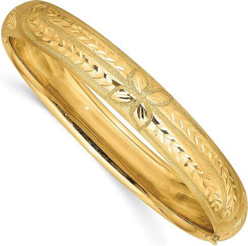 IceCarats 14K Solid Yellow Gold 11.11mm Florentine Hinged Bangle Bracelet in Saudi Arabia