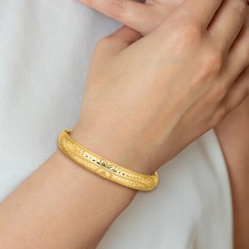 IceCarats 14K Solid Yellow Gold 11.11mm Florentine Hinged Bangle Bracelet in Saudi Arabia