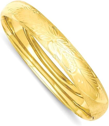 IceCarats 14K Solid Yellow Gold 11.11mm Florentine Hinged Bangle Bracelet in Saudi Arabia