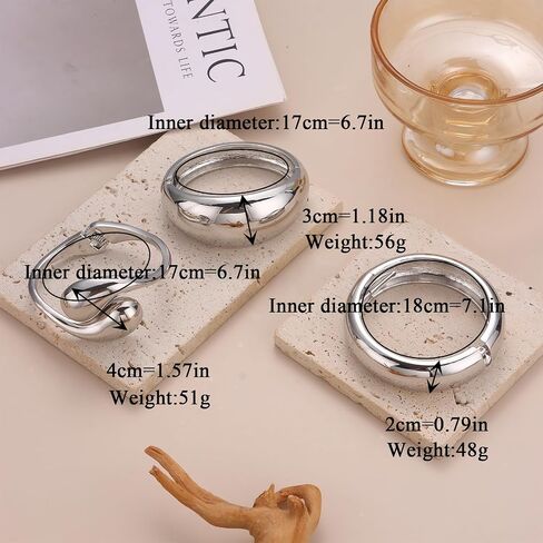SAMOCO 3Pcs Chunky Bangle Bracelets for Women Trendy Wide Wrist Cuff Bracelets Stack Statement Bangle Fashion Gifts in Kuwait