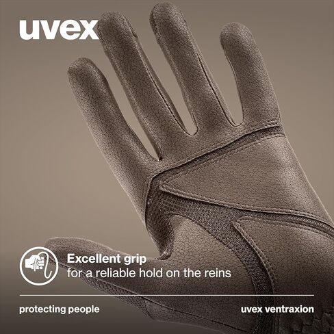 Uvex Stretchable & Breathable Horse Riding Gloves (Western/English) for Women & Men, ventraxion, Brown, Size 8-9 in Kuwait
