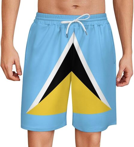 Fattyeery Men's Swim Trunk Saint Vincent and The Grenadines Flag Soft Short Sweatpants for Swimwear Bathing Suits Swim Shorts in Saudi Arabia