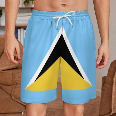 Fattyeery Men's Swim Trunk Saint Vincent and The Grenadines Flag Soft Short Sweatpants for Swimwear Bathing Suits Swim Shorts in Saudi Arabia