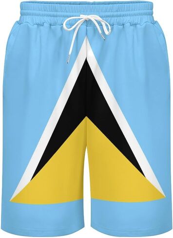 Fattyeery Men's Swim Trunk Saint Vincent and The Grenadines Flag Soft Short Sweatpants for Swimwear Bathing Suits Swim Shorts in Saudi Arabia