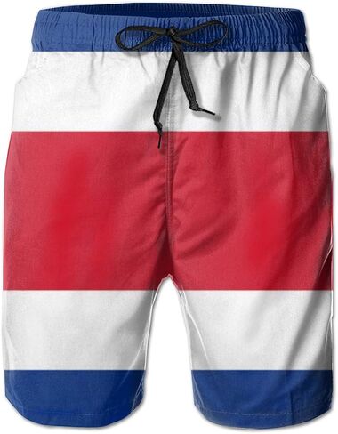 Costa Rica Flag Men's Swim Trunks Water Beach Shorts with Pockets in Saudi Arabia