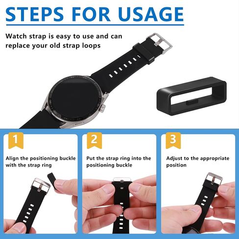 6 Pcs Watch Band Keepers, 16mm/18mm/20mm/22mm /24mm/26mm Watch Strap Holder Loops Retainer, Black Silicone Watch Band Fastener Rings Replacement Parts for Smart Sport Watches in Saudi Arabia
