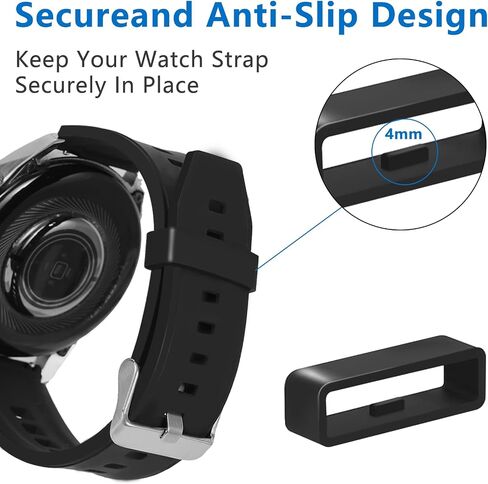 6 Pcs Watch Band Keepers, 16mm/18mm/20mm/22mm /24mm/26mm Watch Strap Holder Loops Retainer, Black Silicone Watch Band Fastener Rings Replacement Parts for Smart Sport Watches in Saudi Arabia