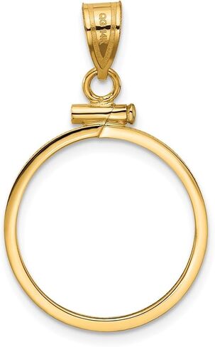 Generic Coin Jewelry 14k Polished 19.0mm x 1.1mm Screw Top Coin Bezel Pendant, Yellow in Kuwait
