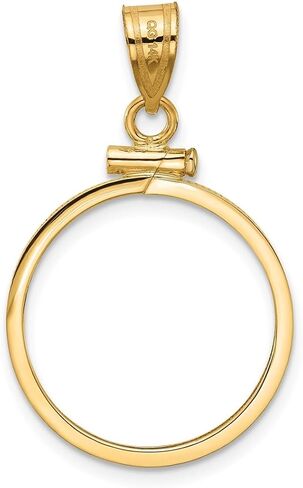 Generic Coin Jewelry 14k Polished 19.0mm x 1.1mm Screw Top Coin Bezel Pendant, Yellow in Kuwait