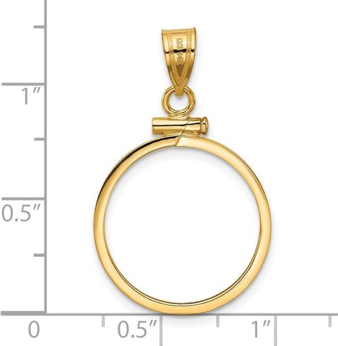 Generic Coin Jewelry 14k Polished 19.0mm x 1.1mm Screw Top Coin Bezel Pendant, Yellow in Kuwait