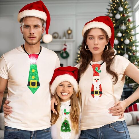 Gright Glitter Christmas Necktie لجميع الأعمار ، وربطة عنق XMAS مرنة قابلة للتعديل ، وملحقات حزب العطلات in Saudi Arabia