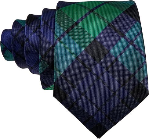 Barry.Wang Father and Son Tie Blue Green Plaid Pocket Square Cufflink Check Party in Saudi Arabia