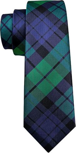 Barry.Wang Father and Son Tie Blue Green Plaid Pocket Square Cufflink Check Party in Saudi Arabia