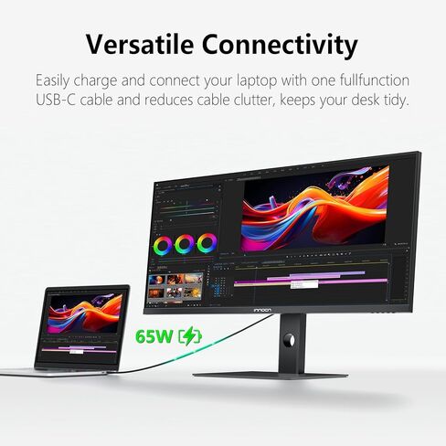 INNOCN 34" Ultrawide Monitor 21:9 WQHD 3440 x 1440p IPS Display 100% sRGB 75Hz Adaptive Sync HDR400 USB Type-C Monitor, Ultra Narrow Bezels, Height Adjustable, Mountable - 34C1Q in Kuwait