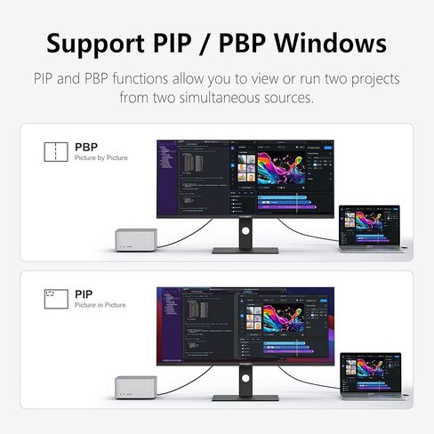 INNOCN 34" Ultrawide Monitor 21:9 WQHD 3440 x 1440p IPS Display 100% sRGB 75Hz Adaptive Sync HDR400 USB Type-C Monitor, Ultra Narrow Bezels, Height Adjustable, Mountable - 34C1Q in Kuwait
