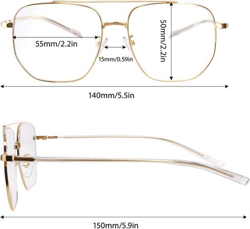 hoyuwak Clear Aviator Glasses Old Man Classic Gold Metal Frame Costume Glasses Non Prescription Square Eyewear for Women Men Halloween in Kuwait
