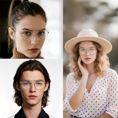 hoyuwak Clear Aviator Glasses Old Man Classic Gold Metal Frame Costume Glasses Non Prescription Square Eyewear for Women Men Halloween in Kuwait
