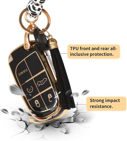 لغطاء jeep accessories غطاء مفتاح المعصم ، قضية مفتاح TPU الخاصة المضادة للبنجر ， متوافقة مع Grand Cherokee Renegade Dodge Durango Challenger Chrysler 200 300 Fiat Smart in Kuwait