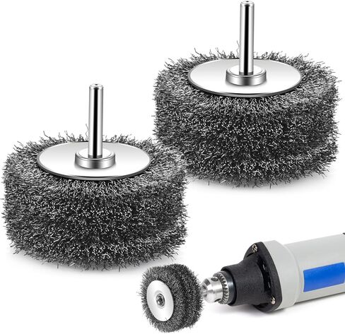 6 قطع فرشاة سلكية للمثقاب - عجلة سلكية 3 بوصة للمثقاب، فرشاة سلكية شديدة التحمل لإزالة الطلاء، ملحق فرشاة الحفر، قرص صنفرة مطحنة القالب، ساق 1/4 بوصة، 20000 دورة في الدقيقة، سلك فولاذي كربوني 0.0118 بوصة in Kuwait
