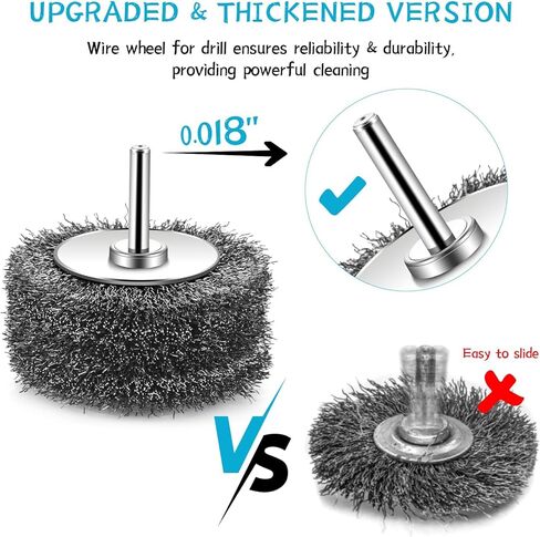 6 قطع فرشاة سلكية للمثقاب - عجلة سلكية 3 بوصة للمثقاب، فرشاة سلكية شديدة التحمل لإزالة الطلاء، ملحق فرشاة الحفر، قرص صنفرة مطحنة القالب، ساق 1/4 بوصة، 20000 دورة في الدقيقة، سلك فولاذي كربوني 0.0118 بوصة in Kuwait