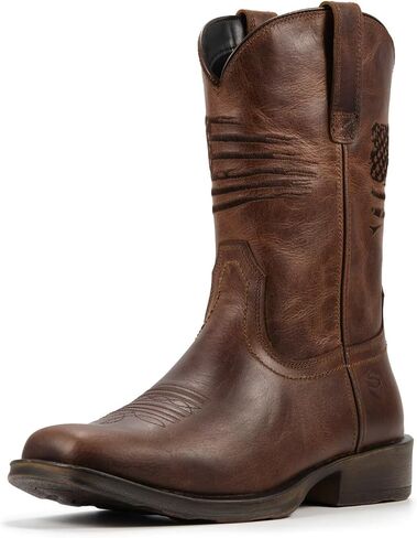 SUREWAY Western Boots For Men-Soft Toe,Square Toe Cowboy Boots,Thicker Leather,Oil/Slip Resistant,Extremely Comfortable Durable Proved,Rubber Sole,Work Boots/Shoes With Embroidered in Saudi Arabia