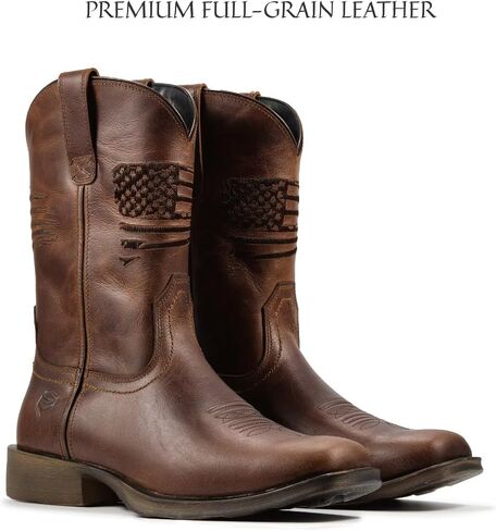 SUREWAY Western Boots For Men-Soft Toe,Square Toe Cowboy Boots,Thicker Leather,Oil/Slip Resistant,Extremely Comfortable Durable Proved,Rubber Sole,Work Boots/Shoes With Embroidered in Saudi Arabia