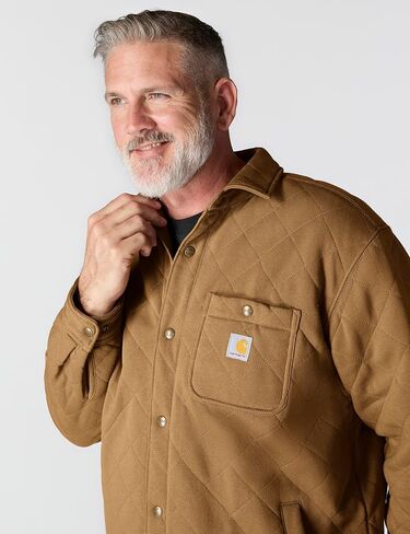 Carhartt Men's Rain Defender Loose Fit Heavyweight Quilted Snap Front Shirt Jac in Kuwait