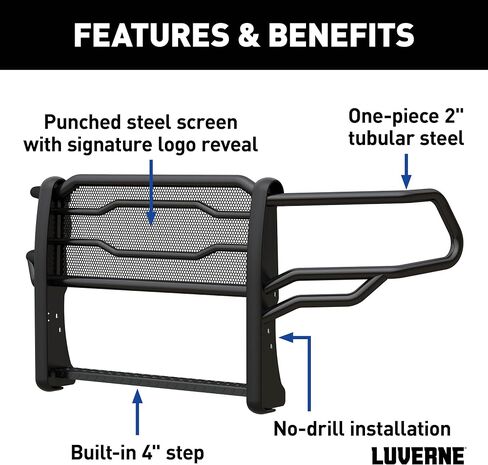 Luverne 321804 Prowler Max Black Steel Truck Grille Grille ، متوافق مع RAM 2500 ، 3500 ، 4500 ، 5500 in Kuwait