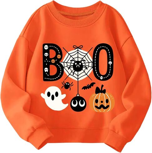 أطفال هالوين قميص Sweatshirt Boys Girls Skeleton Pumpkin Ghost Toddler Shirt Crewneck Tops Long Sleeve Graphic Tops for 2-7t in Kuwait