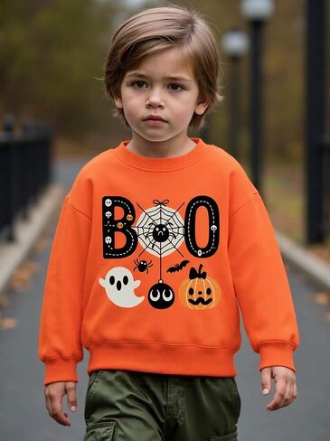 أطفال هالوين قميص Sweatshirt Boys Girls Skeleton Pumpkin Ghost Toddler Shirt Crewneck Tops Long Sleeve Graphic Tops for 2-7t in Kuwait