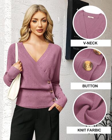 Timeson Womens Fall Sweaters 2025 Long Sleeve V Neck Business Casual Pullover Knit Tops in Kuwait
