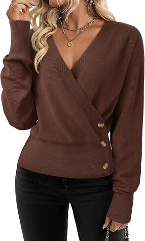 Timeson Womens Fall Sweaters 2025 Long Sleeve V Neck Business Casual Pullover Knit Tops in Kuwait