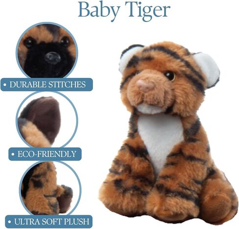 The Petting Zoo Tiger Stuffed Animal Plushie, Gifts for Kids, Wild Onez Babiez Zoo Animals, Orange Tiger Plush Toy, 6 inches in Saudi Arabia