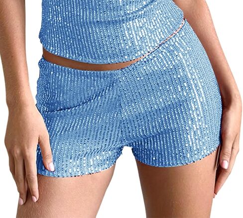 Women Sequin Micro Shorts Sparkle Low Rise Elastic Waist Bodycon Booty Shorts Glitter Night Out Party Hot Pants in Saudi Arabia