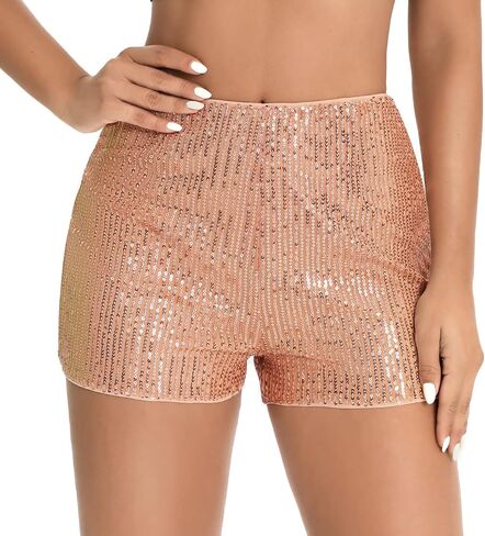 Women Sequin Micro Shorts Sparkle Low Rise Elastic Waist Bodycon Booty Shorts Glitter Night Out Party Hot Pants in Saudi Arabia