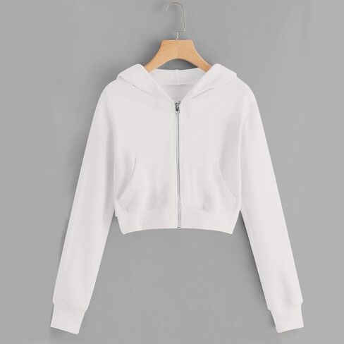 Girls Sweatshirt - Full-Zip Cropped Hoodies, Fleece Cute y2k Aesthetic Clothes, Fall Casual Workout Jackets 5-14 Years in Saudi Arabia
