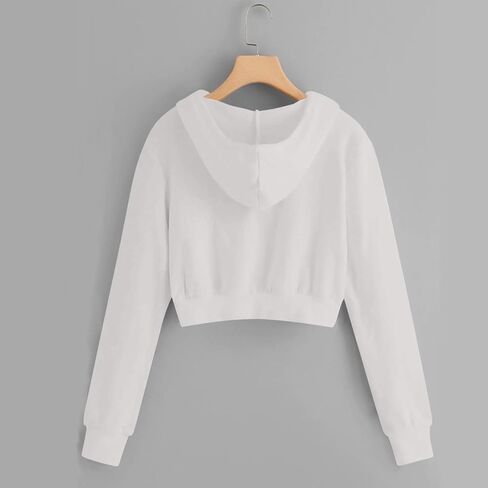 Girls Sweatshirt - Full-Zip Cropped Hoodies, Fleece Cute y2k Aesthetic Clothes, Fall Casual Workout Jackets 5-14 Years in Saudi Arabia
